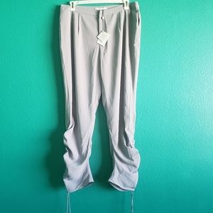 NWT XL By Egreis grey slacks w ruched ankle